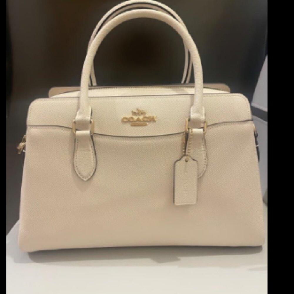 COACH Darcie Carryall Bag With Signature Canvas Detail - Gold/Chalk
